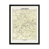 London Art, 1901 Vintage Map of London England History Wall Decor Gift, Old London Map - 18" x 24" Black Framed Print