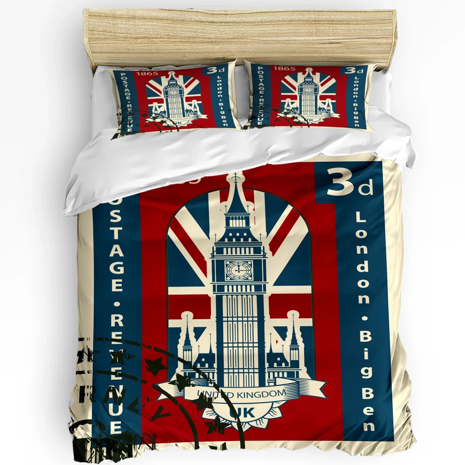 London Bedding Set Famous Telephone Booth and the Big Ben i 3pcs Duvet