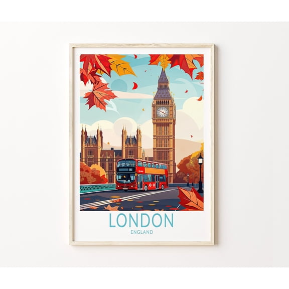 London Big Ben Bridge England Travel Wall Art, Unframed Paper Poster 8x10in