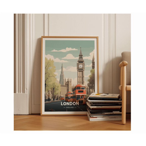 London Big Ben Clock Travel Poster England Wall Decor Home Decor Office Wall Art
