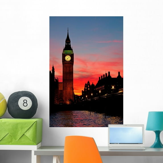 London Big Ben Clock Wall Mural by Wallmonkeys Peel and Stick Graphic (36 in H x 24 in W) WM280608