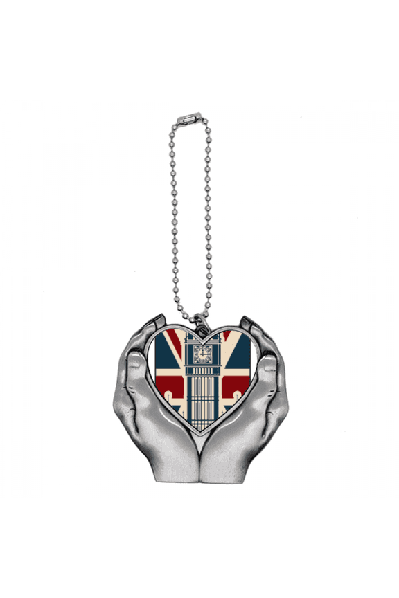 London Big Ben Union Jack United Kingdom UK Car Keychain Heart Pendant Ornament Charm