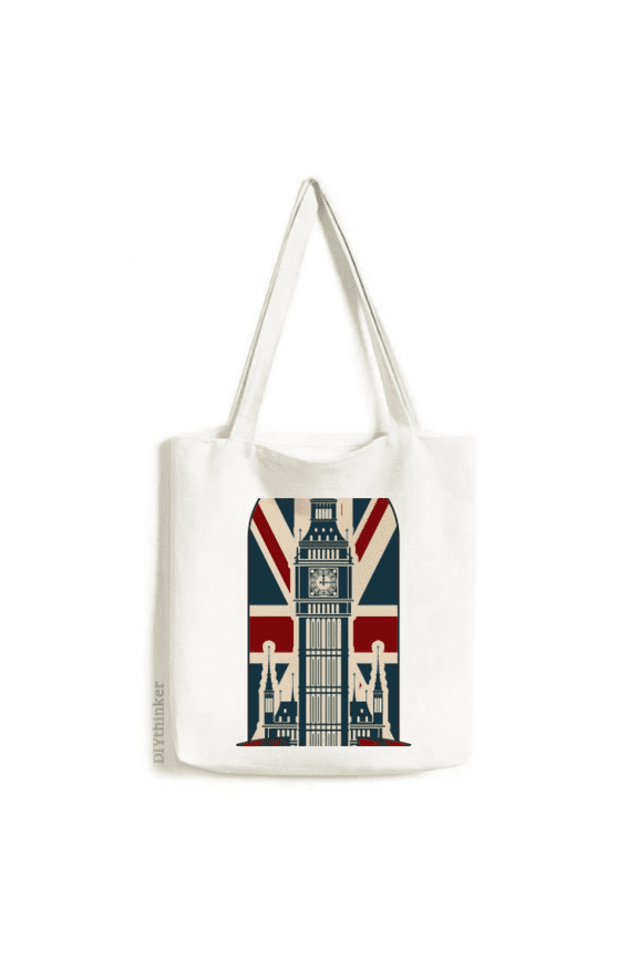 London Big Ben Union Jack United Kingdom UK Tote Canvas Bag Shopping Satchel Casual Handbag