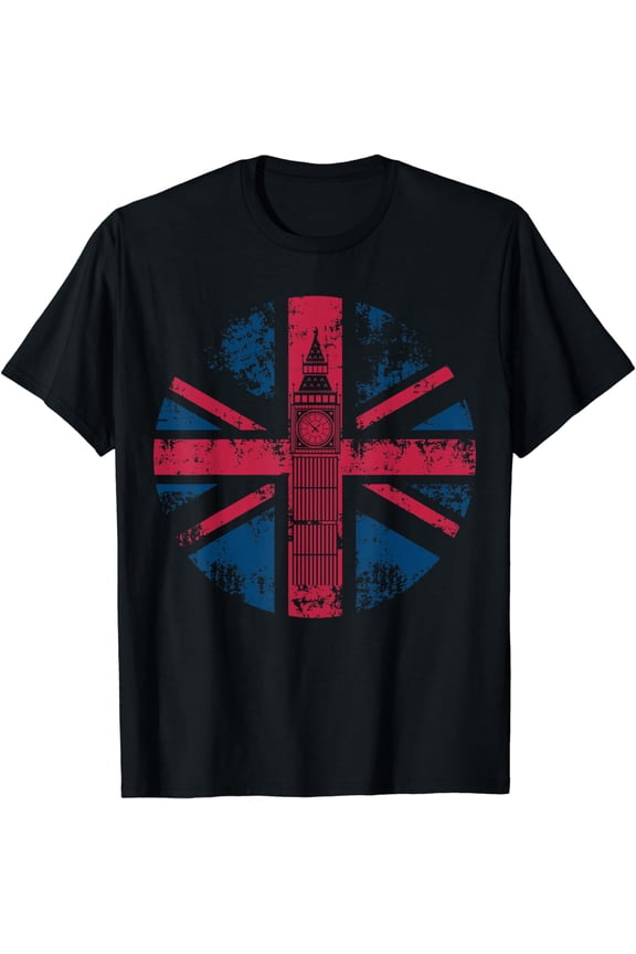 London Big Ben Union Jack Vintage UK Flag British Gift T-Shirt mens t shirt,black,women,funny,misfits,men,journey