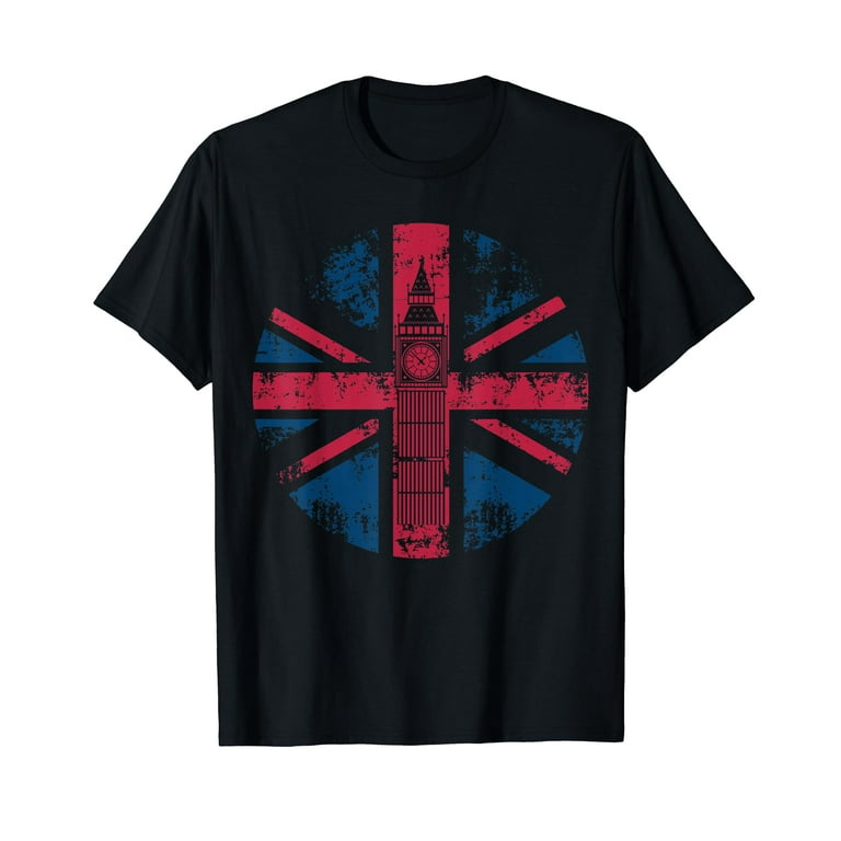 London Big Ben Union Jack Vintage UK Flag British Gift T Shirt