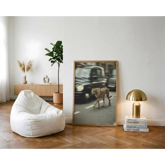 London Black Cab Cheetah Poster, Surreal City Wall Art - Walmart.com