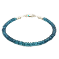 thumbnail image 1 of London Blue Topaz 3-3.5mm Rondelle Shape Faceted Cut Beads 7 inch Silver Plated Clasp Bracelet for men, women, unisex. Link Chain Stacking Bracelet.|LINK_04526, 1 of 3