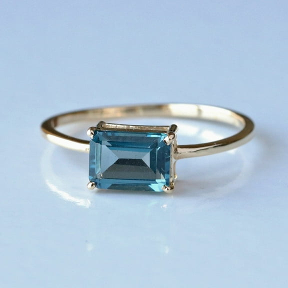 London Blue Topaz Baguette Rings, Solitaire Dalicate Handmade Jewelry, 925 Starling Silver Rings, Anniversary Gift Jewelry, Cluster and Wave Rings, Wedding Ring, Christmas Ring.