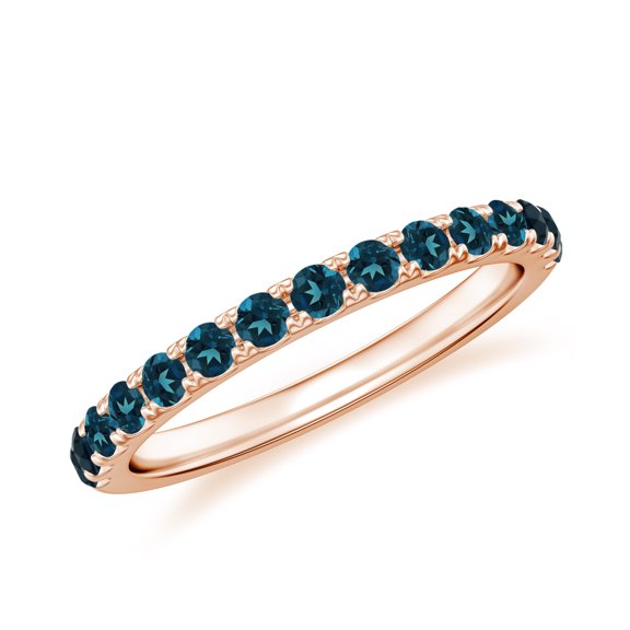London Blue Topaz Eternity Band Ring for Women Rose Gold Plated Solid 925 Sterling Silver Stackable Ring Unique Anniversary Promise Ring Jewelry Gift for Her Ring Size 9