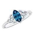 thumbnail image 1 of Rosec Jewels London Blue Topaz Marquise Engagement Ring with Celtic Knot - Blue Topaz Diamond Ring (0.7 Carat, AAA Quality), 10K White Gold, US 7.50, 1 of 8