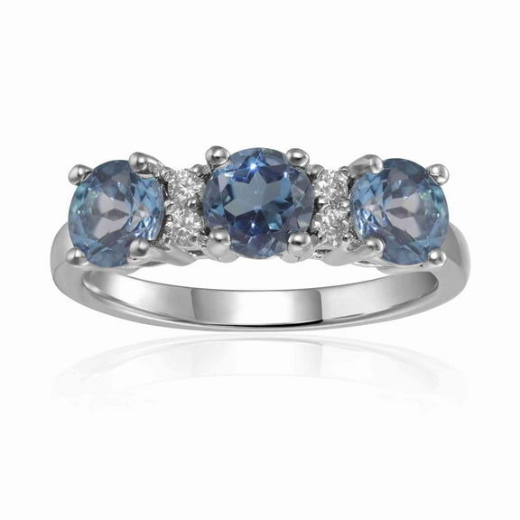 London Blue Topaz Three Stone Ring for Women In Sterling Silver-Blue Topaz Stone Promise December Birthstone Ring Gift For Her