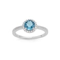 thumbnail image 1 of London Blue Topaz and White Topaz Halo Ring in Sterling Silver, 1 of 4