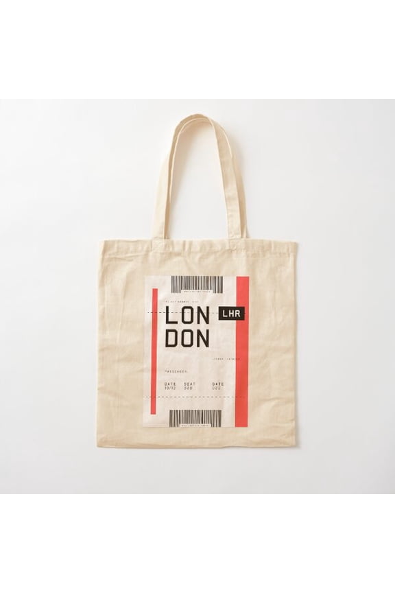 London Boarding Pass Cotton Tote Bag Canvas Tote Bag, Family Gift For Mother, Her