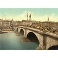 thumbnail image 1 of London Bridge Across The Thames River London England. From A Colour Postcard Circa 1890. Poster Print, 1 of 3