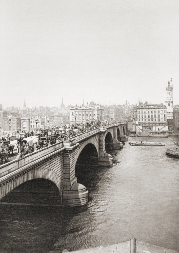 London Bridge London England In The Late 19Th Century From London Historic And Social Published 1902 Canvas Art - Ken Welsh Design Pics (26 x 36)