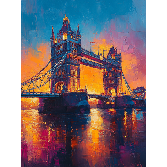 London Bridge Sunset Canvas Painting Suitable for Living Room Bedroom Office Dining Room and Hallway Decoration.