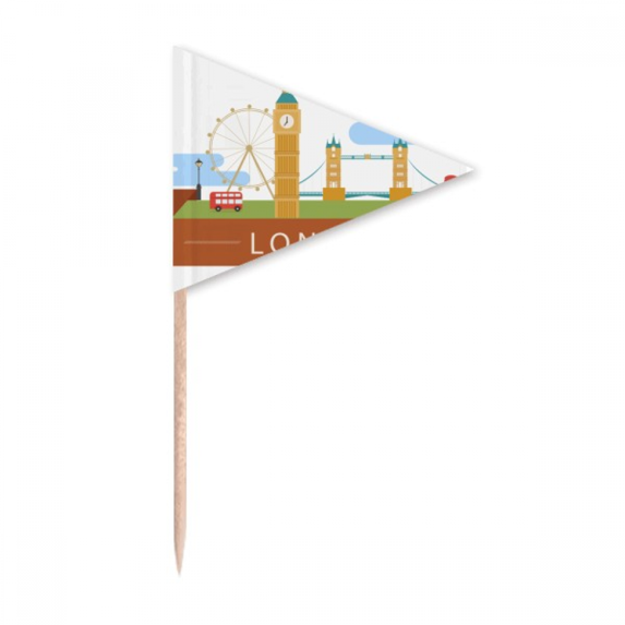 London Bridge UK Big Ben The London Eye Toothpick Triangle Cupcake Toppers Flag