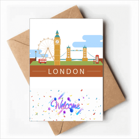 London Bridge UK Big Ben The London Eye Welcome Back Greeting Cards Envelopes Blank