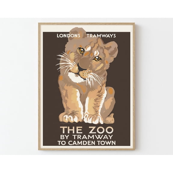 London Camden Town Zoo Vintage Advertising Poster Fine Art Print | Home Decor Retro Wall Art Gift, 24x36 UNFRAMED