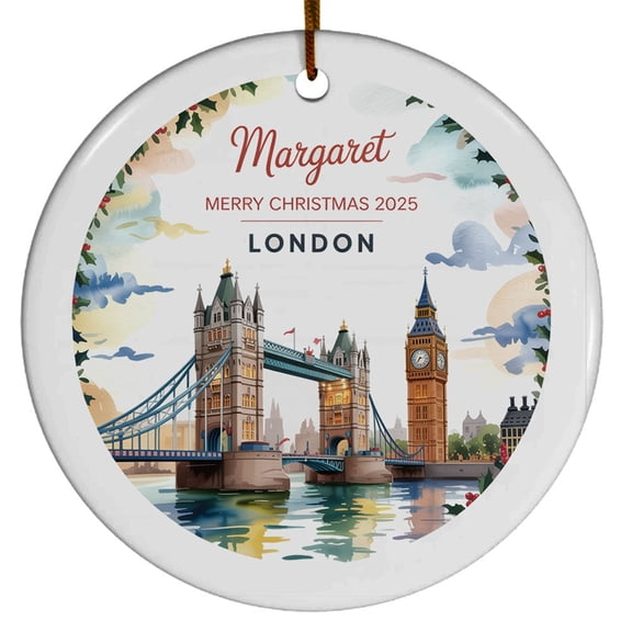 London Christmas Ornament 2025, United Kingdom London Tower Bridge Christmas Ornaments, London Lover Christmas Ornament Gift for Birthday