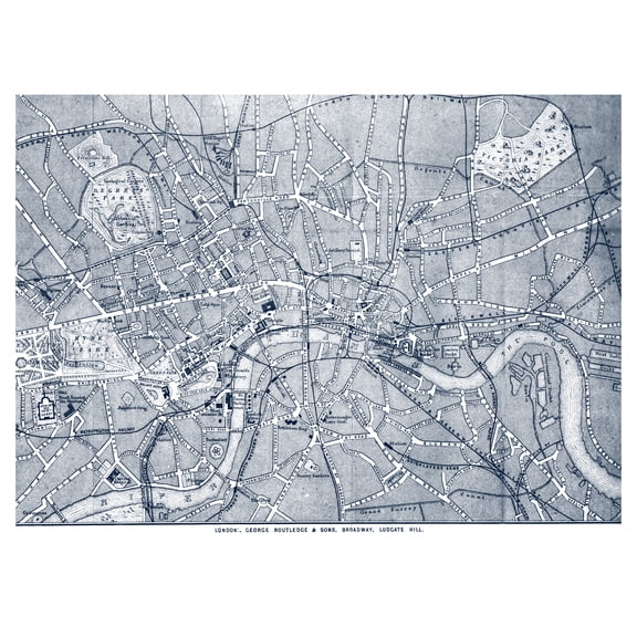 London City England Navy Map Extra Large XL Wall Art Poster Print