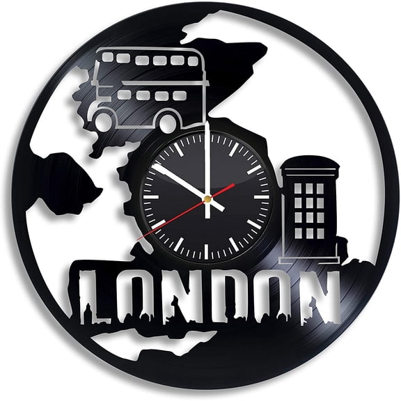 London City Vinyl Wall Clock,Vinyl Record Clock Wall Art Handmade Art Gift