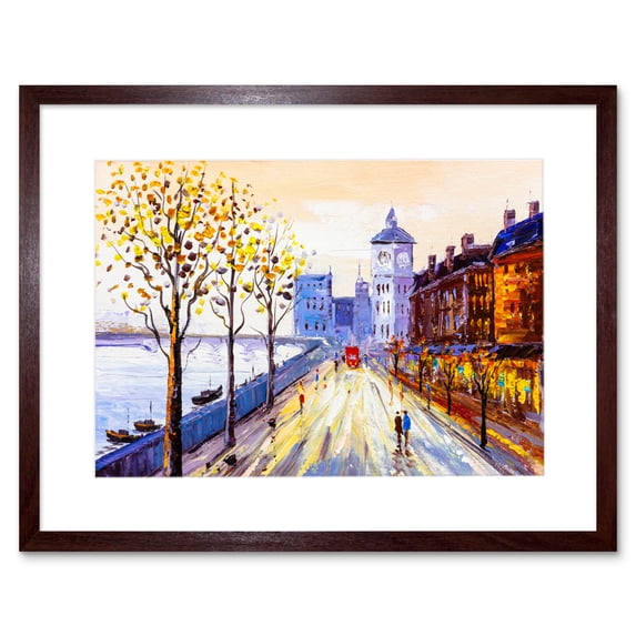 London Cityscape Painting Art Print Framed Poster Wall Decor 9x7 inch