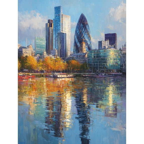 London Cityscape Skyline Canvas Print Architectural Home Wall Decor