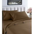 thumbnail image 1 of London Collection 600 Thread Count Wrinkle Resistant Woven Stripe 100% Egyptian Cotton 3 Piece Sheet Set (Twin, Chocolate Brown), 1 of 5