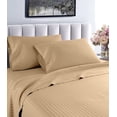 thumbnail image 1 of London Collection 600 Thread Count Wrinkle Resistant Woven Stripe 100% Egyptian Cotton 4 Piece Sheet Set (Full, Taupe), 1 of 5