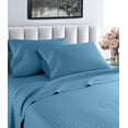 thumbnail image 1 of London Collection 600 Thread Count Wrinkle Resistant Woven Stripe 100% Egyptian Cotton 4 Piece Sheet Set (Queen, Royal Blue), 1 of 5