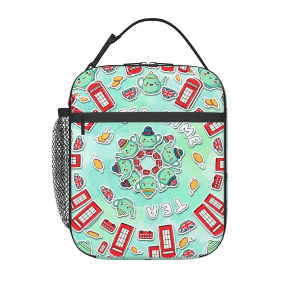 London Collection Lunch Box Big Ben Red Bus Reusable Lunch Tote Bag With Front Pocket Insulated Thermal Cooler Container Bag For Work Picnic Travel Fishing Beach