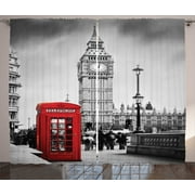 London Decor Curtains 2 Panels Set, Historical Old Tower Bridge in London British Kingdom Skyline Ancient Cultural Monuments View, Living Room Bedroom Accessories, 108 X 90 Inches, by Ambesonne