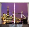 thumbnail image 1 of Ambesonne Europe Curtains 2 Panel Set, Tower Bridge in London, 108" x 84", Purple Yellow, 1 of 3