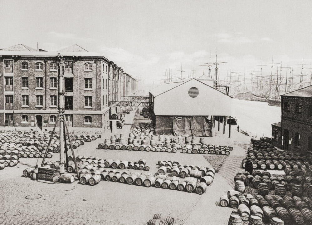 London Docks Port Of London London England In The Late 19Th Century From London Historic And Social Published 1902 Canvas Art - Ken Welsh  Design Pics (18 x 13)