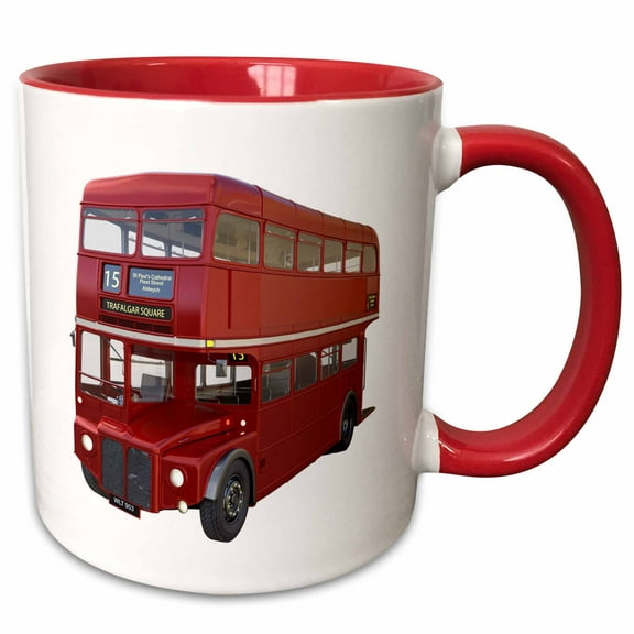 3drose, London Double Decker Bus from the Front, 11oz Two-tone Red Mug