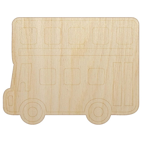 London Double Decker Bus Public Transportation Wood Shape Unfinished Piece Cutout Craft DIY Projects - 4.70 Inch Size - 1/8 Inch Thick