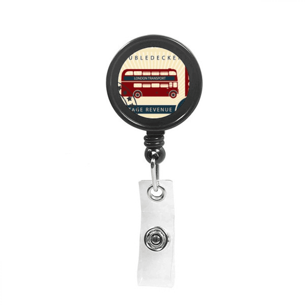 London Doubledecker Stamp England Britain UK Retractable Keychain Badge Holder ID Badge