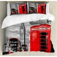 thumbnail image 1 of London Duvet Cover Set, London Telephone Booth in The Street Traditional Local Cultural England UK Retro, Decorative 3 Piece Bedding Set with 2 Pillow Shams, Queen Size, Red Grey, by Ambesonne, 1 of 3