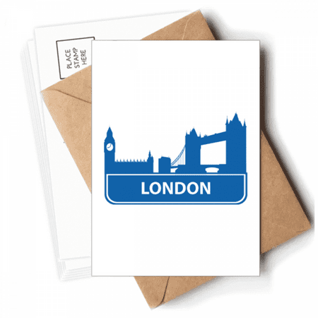 London England Blue Landmark Pattern Postcards Envelopes Blank Note Cards Mailing