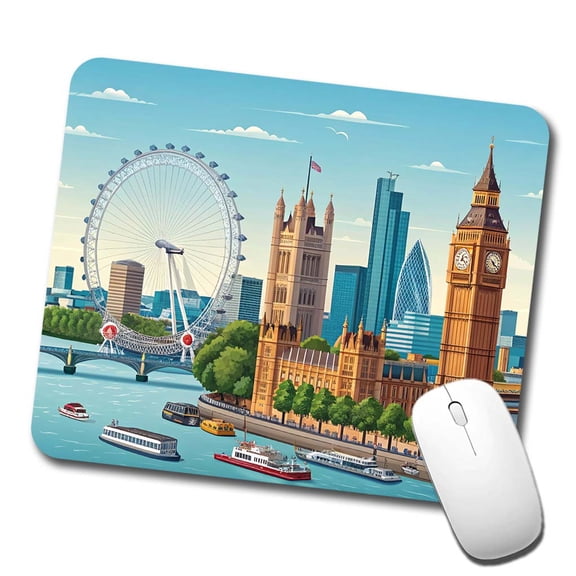 London England Drawing Travel Mouse Pad Low Profile Gaming Mat
