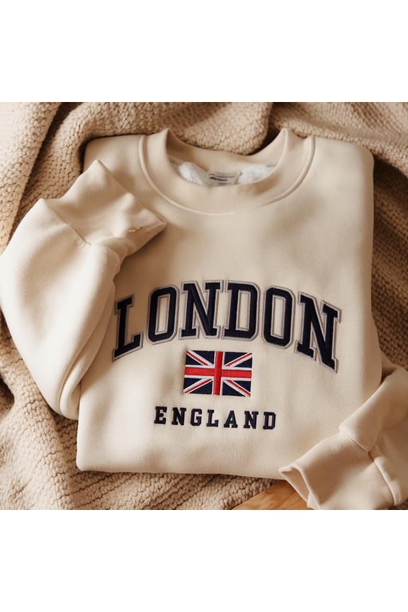 London England Embroidered Sweatshirt, City Crewneck, British Flag Sweater, UK Travel Gift, English Souvenirs, London sweatshirt