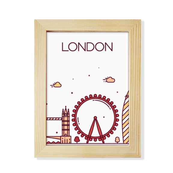 London England Flat Landmark Pattern Desktop Adorn Photo Frame Display Art Painting Wooden