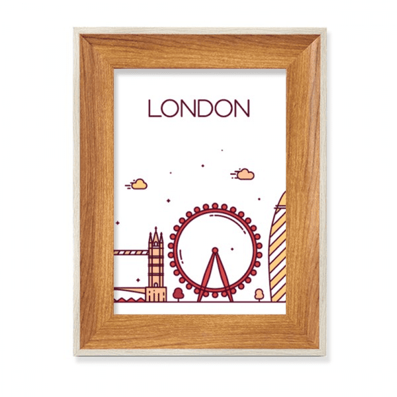 London England Flat Landmark Pattern Desktop Wooden Photo Frame Display Picture Art Painting Multiple Sets