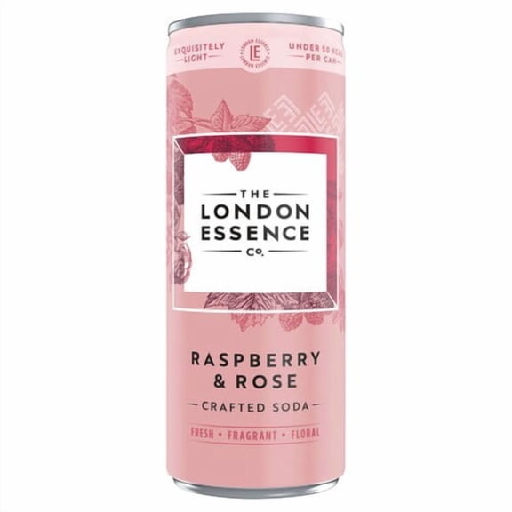 London Essence Co. Raspberry & Rose Crafted Soda 250ml, British Import (Pack of 6)