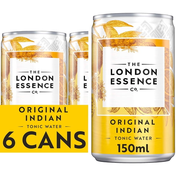 London Essence Original Indian Tonic Water Cans 6x150ml, Imported from Britain