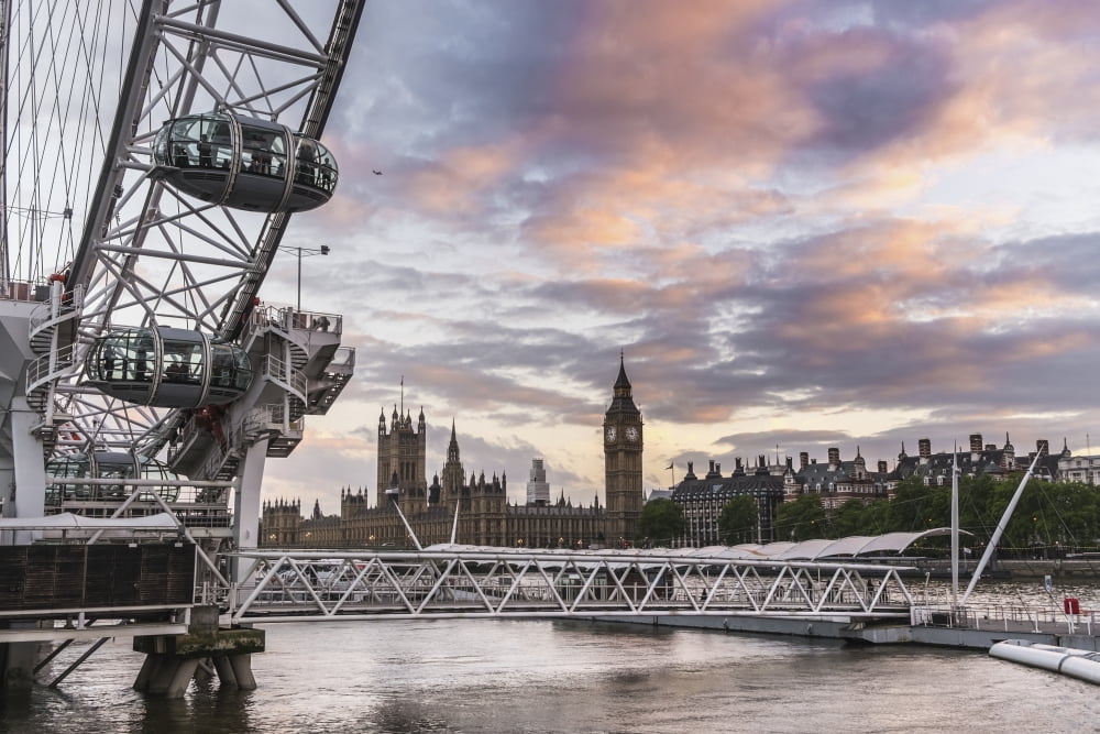 London Eye on the River Thames London England Canvas Art - Carlos Sanchez Pereyra Design Pics (19 x 12)