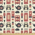 thumbnail image 1 of Ambesonne London Fabric by the Yard Upholstery, Grunge Vintage Graphic, 10 Yards, Vermilion Cream Black, 1 of 4