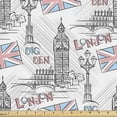 thumbnail image 1 of Ambesonne London Fabric by the Yard Upholstery, Famous Big Ben Sketchy, 1 Yard, Multicolor, 1 of 4
