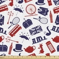 thumbnail image 1 of Ambesonne London Fabric by the Yard Upholstery, United Kingdom Country, 3 Yards, Royal Blue Red White, 1 of 4